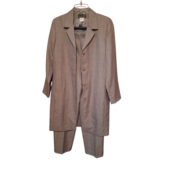 Harve Benard Vintage Long Suit Blazer & Pants Set Ladies Small Salt & Pepper 90' - Picture 1 of 6